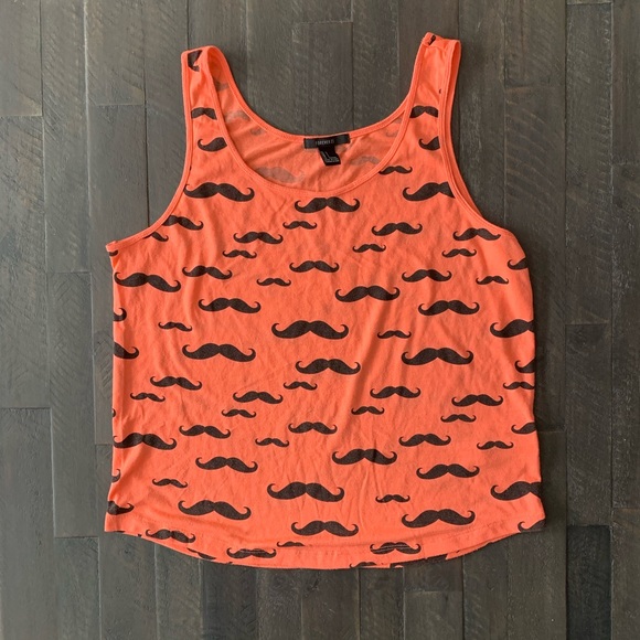 Forever 21 Tops - *$5 SALE* Neon Orange/salmon Mustache Tank